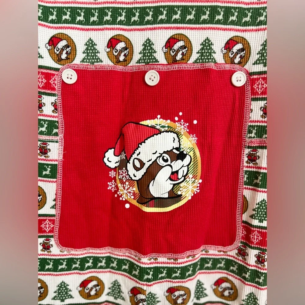 BUC-EES Youth Beaver Christmas Onesie Pajamas  Front Zip Large Family PJs Bucees